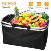 30L Insulated Picnic Basket Cooler CollapsibleÂ Food Delivery Storage Bag Grocery Market Basket Heat & Cool Insulation w/ Aluminum Handles