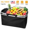 30L Insulated Picnic Basket Cooler CollapsibleÂ Food Delivery Storage Bag Grocery Market Basket Heat & Cool Insulation w/ Aluminum Handles