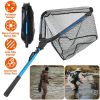 Foldable Fishing Net With Aluminum Alloy Rod EVA Handle Durable 5MM Hexagonal Nano Coating Nylon Mesh Collapsible Landing Net Safe Fish Catching or Re