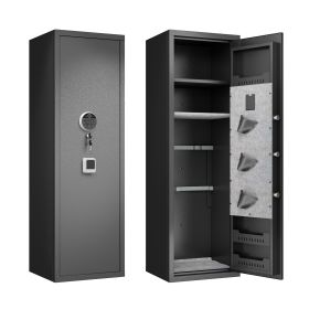 Gun Safes For Home Rifle And Pistols, Fingerprint Electronic Safe With Quick Access, Detachable Partition, No Assembly Required, Black