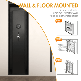 Firearm Safe With LED Lights And Alarm System, Biometric Fingerprint Rifle Safe Long Gun Cabinet With Removable Shelf,