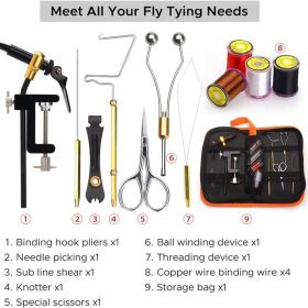 Fly Tying Tool Kit With Fly Tying Threader Needle Whip Knot tying tool Finisher Scissors tying lines Fly Fishing Making Kit