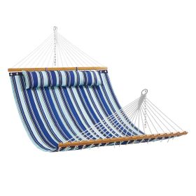 cVEVOR Double Quilted Fabric Hammock, 12 FT Double Hammock with Hardwood Spreader Bars