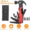 13 In 1 Multi-tool Hammer Outdoor Camping Survival Tools with Pouch Bag Safety Lock Nail Puller Knife Can Opener Saw Screw Depositor Screwdriver