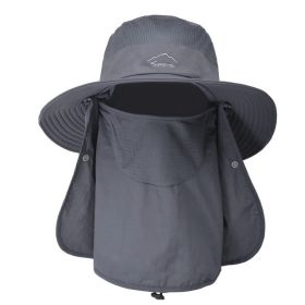 Fishing Bucket Hat Wide Brim Breathable Unisex Hat Sunlight-proof Removable Neck Face Fishing Cap For Fishing Hiking Traveling (Option: Grey)