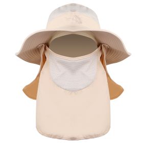 Fishing Bucket Hat Wide Brim Breathable Unisex Hat Sunlight-proof Removable Neck Face Fishing Cap For Fishing Hiking Traveling (Option: Beige)