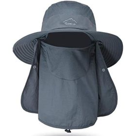 Fishing Hat/Boonie Hat; Sun hat Detachable UV Sun Screen Wide Brim Hat With Face Cover & Neck Flap; hiking hat (Color: PURPLE)