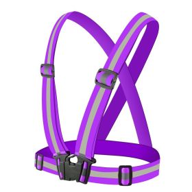 1pc Highlight Reflective Straps; Clothing Adjustable Safety Vest; Elastic Band For Adults And Children; Night Running Riding Gear (Color: PURPLE)