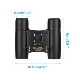 Binoculars 30x60 Zoom Travel Compact Folding Telescope Hunting Day Night Outdoor Small Pocket Binoculars Compact Adults, Mini Kids Binoculars Boys For (Default: Default)