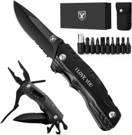 9 in 1 Multi-Tool Pocket Folding Blade Knife - Tactical Survival Rescue Gear Repair Equipment for Outdoor Camping and Emergency Situations (Color: I Love You)