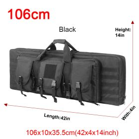 LQARMY 32 38 42 48 inch Tactical Double Rifle Case Molle Rifle Bag Sniper Airsoft Gun Case Backpack Hunting Gun Holster (Color: 106cm Black)