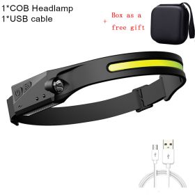 ZK30 Mini Headlamp COB LED Forehead Flashlight Torch Lighting Waterproof Bike Bicycle Front Light For Outdoor Hunting Fishing (Emitting Color: A, Plug Type: UK)