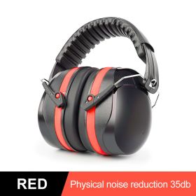 Adjustable Ear Defenders Noise Earmuffs 36db Noise Reduction Hearing Protection Headphones for Hunting Shooting Work Study (Color: Red)