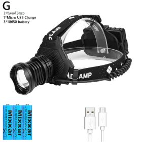 Z20 Most Powerful XHP90 Led Headlamp 8000LM Head lamp USB Rechargeable Headlight Waterproof Zoom Fishing Light Use 18650 Battery (Emitting Color: Option G)