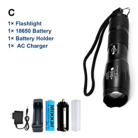 ZK40 EDC Flashlight LED Lantern Tactical LED Torch Waterproof Bicycle Light Camping L2/V6 Zoomable Use 18650 Battery (Emitting Color: C, Body Color: S6 (Bright))