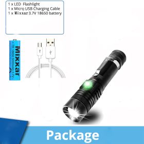 Z20 Ultra Bright LED Flashlight With XP-L V6 LED lamp bead Waterproof Torch Zoomable 4 lighting mode Multi-function USB charging (Emitting Color: Package B, Body Color: T VI-Low brightness)