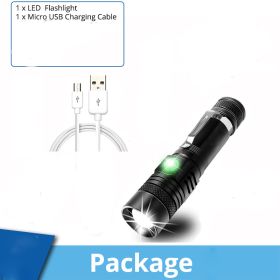 Ultra Bright LED Flashlight With XP-L -V6 LED lamp beads Waterproof Torch Zoomable 4 lighting modes Multi-function USB charging (Emitting Color: Package A, Body Color: L2-Medium brightness)