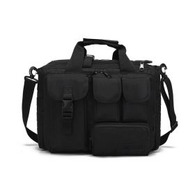 Portable Tactical Messenger Bag Big Capacity Outdoor Laptop Bags Shoulder Bag Camping Hiking Bandbag (Color: Black)