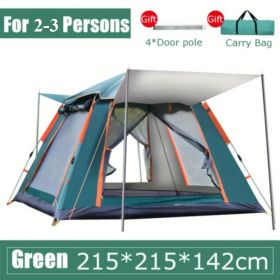 2-3 Person Camping Tent Outdoor Foldable Waterproof Tent with 2 Mosquito Nets Windows Carrying Bag for Hiking Climbing Adventure Fishing (Color: Green)