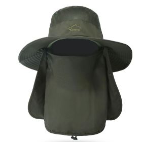 Fishing Bucket Hat Wide Brim Breathable Unisex Hat Sunlight-proof Removable Neck Face Fishing Cap For Fishing Hiking Traveling (Option: AGreen)